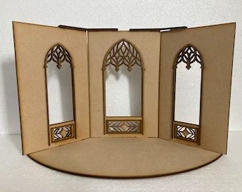 MiniaturesByVio - Etsy Cardboard Theatre, Architecture Supplies, Diy Architecture, Gothic Window, Gothic Dollhouse, Deconstructivism, Ganapati Decoration, Miniature Dollhouse Furniture, Church Fashion