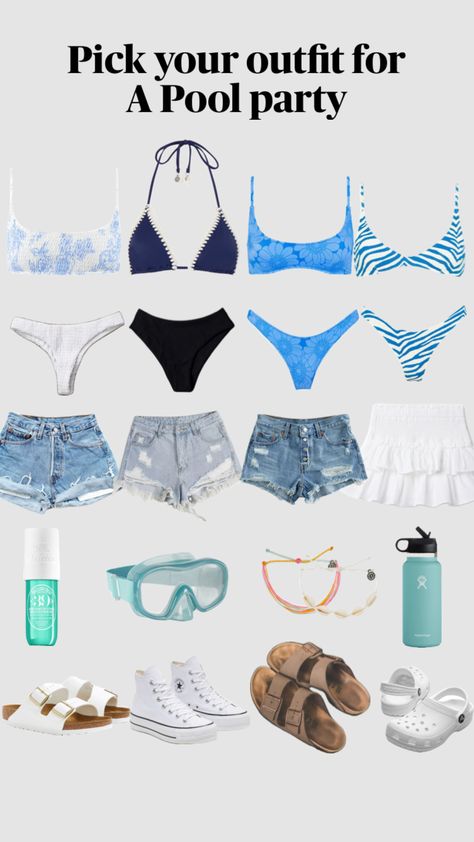 Pick your outfit for a pool party🌊🌺🌴 Summer Pool Party Outfit, Pick Your Outfit, Cute Summer Fits, Pool Outfits, Summery Outfits, Matching Outfits Best Friend, Pool Party Outfits, Preppy Summer Outfits, Casual Outfits For Teens