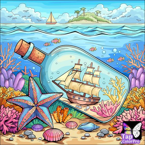 Aquarium Drawing, Sea Illustration, Sea Life Art, Beautiful Art Pictures, Dragon Drawing, Chalk Art, Cool Paintings, Summer Art, Colorful Drawings