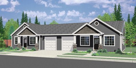 3 Bedroom 2 Bath Ranch Duplex House Plan, With Garage, D-663 Craftsman Duplex House Plans, Cheap Duplex House Plans, Townhouse Plans With Garage, Duplex Floor Plans With Garage, 3 Bedroom Duplex Floor Plans, 2 Bedroom Duplex Floor Plans, Duplex House Plans 3 Bedroom, 3 Bedroom Duplex House Plans, Triplex House Plans