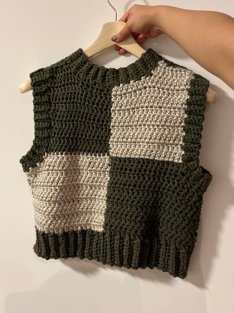 Meadow mosaic sweater vest/ crochet handmade sweater vest / handmade green and beige sweater vest / handmade pullover sweater / patchwork Crochet Sweater Vests, Sweater Vest Crochet, Beige Sweater Vest, Knitted Sleeveless Vest, Crochet Vest Outfit, Crochet Vest Top, Crochet Vest Pattern Free, Crochet Vests, Vest Handmade