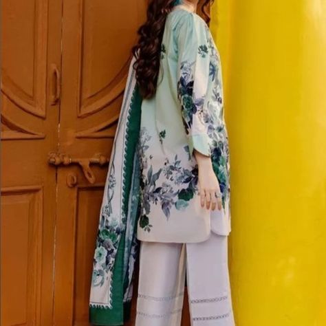 title 2 piece and 3 piece stitched dresses for women in summer collection description stuff pure lawn fine stitching all sizes available small chest 18 medium chest 20 large chest 22 XL 23 XXL 24 fabric and colour guarantee for more design plz visit my website www.yumnascollection.com for further detailed contact us +923132942605 Prints Inspiration, Asian Designers, Green Product, Gul Ahmed, Unstitched Suits, Lawn Shirts, Lawn Suits, More Design, Colors Green