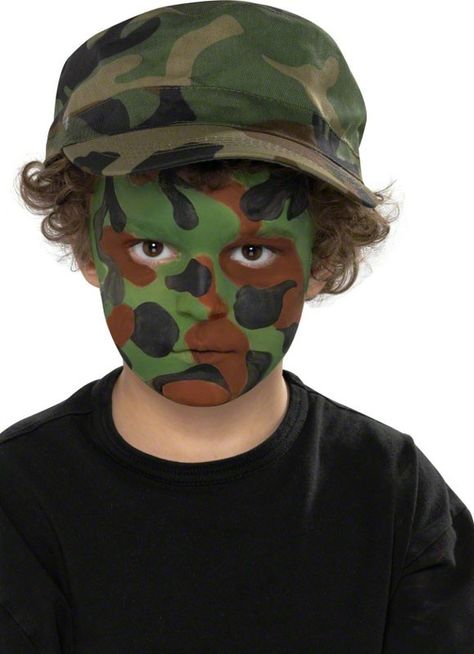 Army Face Paint, Soldier Painting, Kids Face Painting Easy, Camouflage Face Paint, Camo Face Paint, Camouflage Soldier, Camo Paint, Face Paint Designs, How To Paint Camo