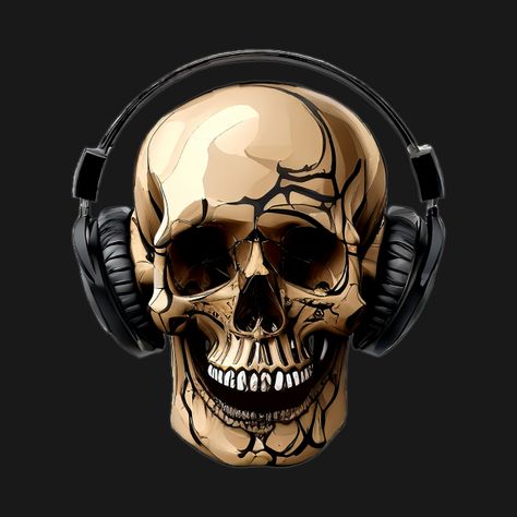 Check out this awesome 'Cute+Human+Skull+Wears+Elegant+Earphones%2C+Listens+To+Music+A...' design on @TeePublic! Cute Human, Music A, Artistic Images, Human Skull, Spooky Scary, Skull Tshirt, Skull Design, Cool Walls, Phone Case Stickers