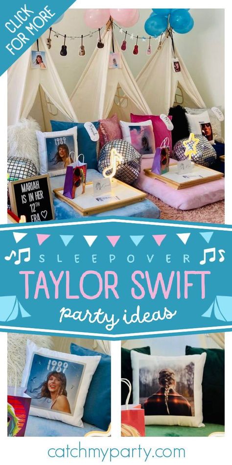 Taylor Swift Themed Sleepover Ideas, Taylor Swift 13 Party, Taylor Swift Teepee Sleepover, Different Taylor Swift Eras, Taylor Swift Tent Sleepover, Eras Tour Sleepover Ideas, Taylor Swift Birthday Party Sleepover, Taylor Swift Teepee Party, Taylor Swift Tent Party