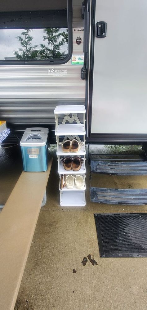 Camper Organization Ideas, Camper Cat, Shoe Drawer, Camper Organization, Trailer Life, Camper Storage, Camp Camp, Rv Storage, Camper Remodel