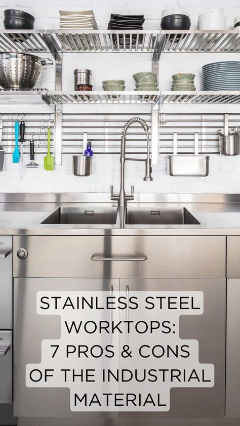 Stainless Steel Kitchen worktop Kitchen With Stainless Steel Countertops, Stainless Countertops Kitchen, Stainless Steel Kitchen Ideas, Stainless Steel Countertops Kitchen, Industrial Kitchen Ideas Stainless Steel, Stainless Steel Worktop, Industrial Kitchen Stainless Steel, Franke Kitchen Sink Stainless Steel, Stainless Steel Kitchen Countertops