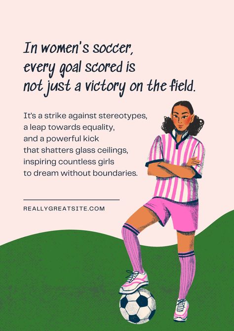 Pink Green Illustrated Inspirational Quote Women's Football Poster Space Edit, Modern Branding Design, Poster Template Free, Fifa Women's World Cup, Soccer Poster, Women’s Soccer, Inspirational Quotes For Women, Football Poster, Branding Website Design