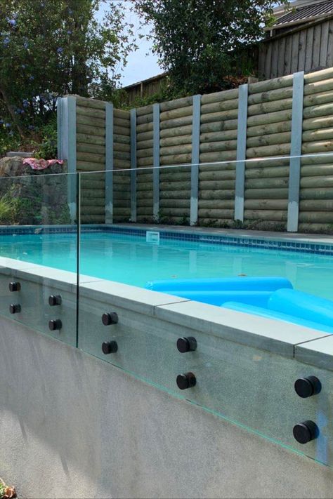 frameless glass pool fence installed using double discs Pool Gates, Pool Fencing Landscaping, Semi Above Ground Pool, Pool Fences, Glass Pool Fencing, Pool Gate, Pool Fencing, Glass Fence, Fence Installation