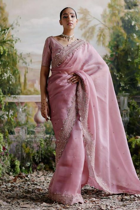 Organza Sari, Raw Silk Lehenga, Saree And Blouse, Purple Saree, Fancy Jewellery Designs, Dupion Silk, Stylish Sarees, Silk Lehenga, Organza Saree