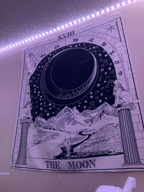 the moon tarot card tapestry Tapestry Room Ideas, Astrology Tapestry, Tarot Reading Room, Tarot Card Tapestry, Tarot Tapestry, Astrology Aesthetic, Major Arcana Tarot, Moon Tarot Card, The Moon Tarot Card