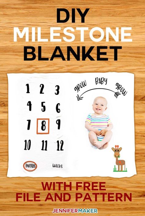 DIY Milestone Blanket for Baby | Baby Yoda and Girafee | How to Layer Iron On Vinyl on Cricut Jennifer Maker, Cricut Baby, Blanket For Baby, Baby Milestone Blanket, Blanket Diy, Work Diy, Cute Giraffe, Craft Room Storage, Crafts Paper