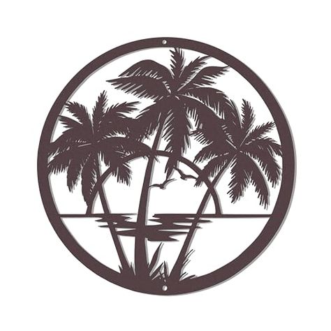 Metal Palm Tree, Palm Tree Decor, Wall Decor Outdoor, Wall Decor Antique, Palm Tree Decorations, Palm Tree Wall, Tropical Wall Decor, Living Room Garden, Palm Tree Wall Art