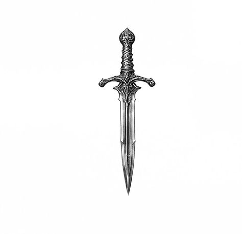 Medieval Swords Illustration, Dagger Tattoo Men, Small Viking Tattoo, Medieval Dagger, Halloween Sleeve, Dagger Drawing, Medieval Tattoo, Dagger Tattoo, Swords Medieval