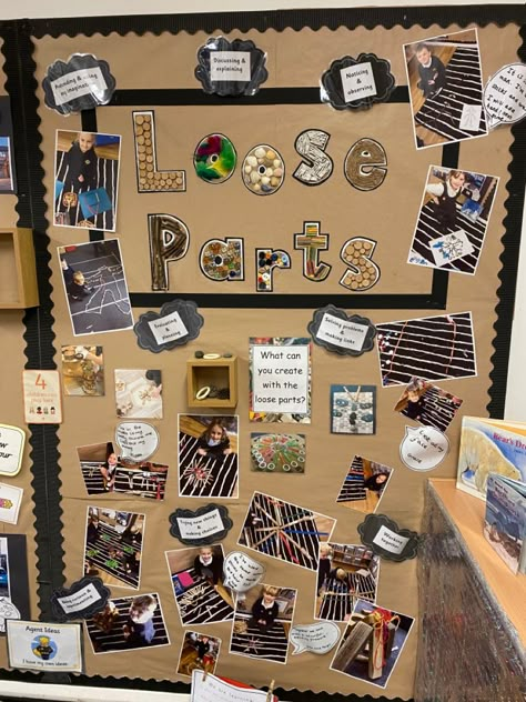 Uncrc Displays Early Years, Loose Parts Display Board, Sustainability Wall Display Childcare, Reggio Classroom Bulletin Boards, Loose Parts Display, Documentation Panels Early Childhood, Maths In Action Display Eyfs, Curiosity Approach Eyfs Display Boards, Key Worker Display Board Nursery