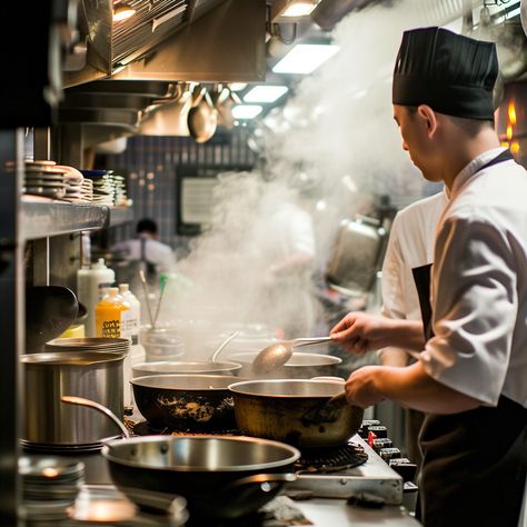 Chef in action: Focused chef expertly preparing a meal in a bustling kitchen filled with steam and cookware. #chef #kitchen #cooking #steam #culinary #professional #cookware #stove #aiart #aiphoto #stockcake https://ayr.app/l/ifJb Cooking In Kitchen, Chef Work, Action Images, Soup Kitchen, Chef Kitchen, Master Chef, Professional Kitchen, Kitchen Cooking, Creative Words