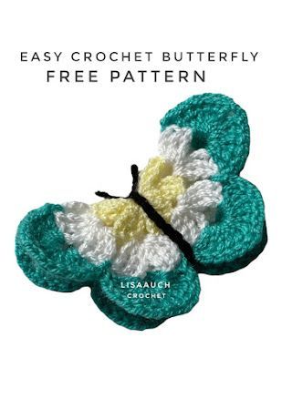 Butterfly crochet pattern free Crochet Butterfly Applique, Crochet Poppy Pattern, Crochet Butterfly Free Pattern, Small Crochet Gifts, Butterfly Crochet, Scrap Yarn Crochet, Crochet Appliques, Crochet Butterfly Pattern, Google Eyes