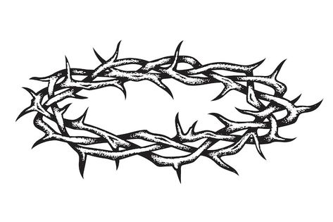 Crown of thorns image | Premium Vector #Freepik #vector #christ #christian #jesus #jesus-logo American Traditional Thorn Tattoo, Crown Of Thorns Illustration, Thorn Crown Drawing, Crown Of Thorns Tattoo Women, Crown Of Thorns Tattoo Design, Jesus Thorn Crown Tattoo, Thorn Drawing, Jesus Crown Of Thorns Tattoo, Crown Of Thorns Drawing