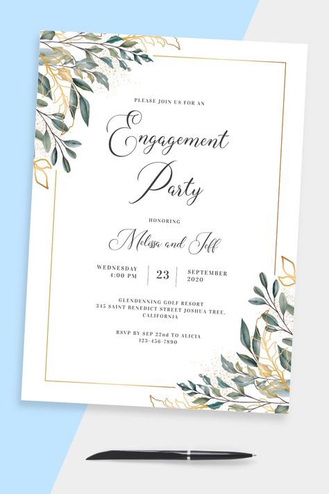 Engagement Card Online template is designed to help you create beautiful invitations. Enjoy the professionally-designed collection of the stylish invitation templates. Each template supports 100% editable format to help you create perfect invitation cards and set the romantic tone for your marriage celebration. #engagement #cards #templates #party #married School Invitation Card, Farewell Invitation Card, Engagement Announcement Cards, Engagement Party Cards, Graduation Party Cards, Graduation Invitation Cards, Engagement Invitation Cards, Graduation Party Invitations Templates, Engagement Invitation Template