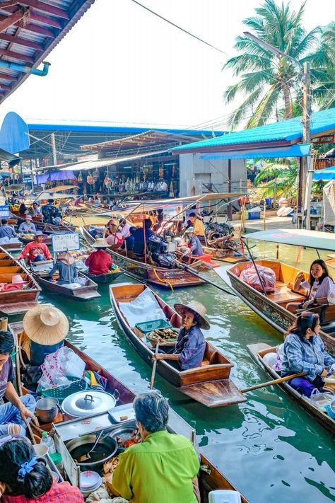 Thailand Floating Market, Floating Market Bangkok, Bangkok Nightlife, Places In Usa, Floating Market, Koh Chang, Ao Nang, Bangkok Travel, Koh Tao