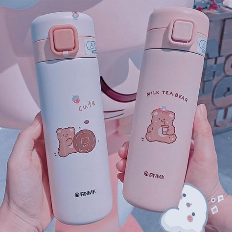 Korean School Supplies, Calligraphy Quotes Doodles, Kawaii Cups, Soft Kidcore Aesthetic, Diy Stationary, Icon Theme, Trendy Water Bottles, Botol Air, Cute Water Bottles