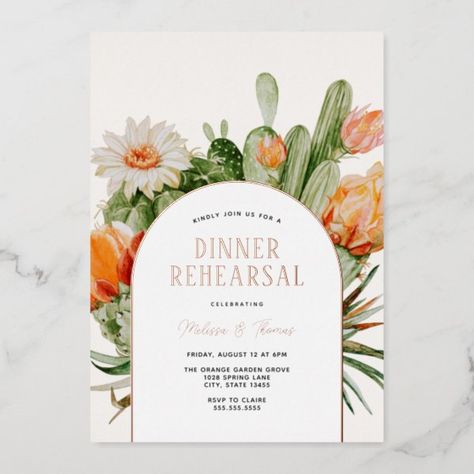 Cactus Boho Wedding Dinner Rehearsal Foil Invitation Boho Wedding Dinner, Shower Dress For Bride, Cactus Invitation, Fiesta Bridal Shower Invitations, Boho Cactus, Boho Bridal Shower Invitations, Bridal Shower Balloons, Bridal Invitations, Desert Flowers