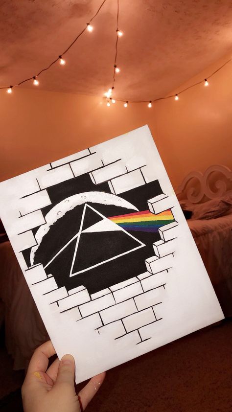 Pink Floyd Canvas Painting, Pink Floyd Drawing Ideas, Pink Floyd Drawing, Pink Floyd Painting, Pink Floyd Aesthetic, Pink Floyd Ideas, Luke Howland, Pink Floyd The Wall, Pink Floyd Art