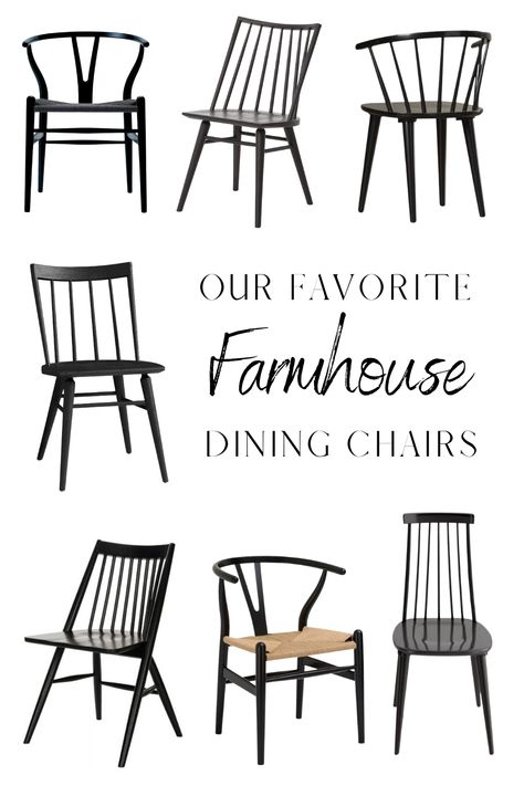 A roundup of our favorite black modern farmhouse dining chairs. We were in search of new dining chairs for the cabin and really wanted a black farmhouse dining chair with a modern twist. Here are some of our favorite ones. Farmhouse Black Dining Chairs, Black Modern Farmhouse Dining Chairs, Modern Farmhouse Kitchen Table Chairs, Farm Table Chairs, Farmhouse Dining Table With Black Chairs, Modern Farmhouse Kitchen Chairs, Modern Farmhouse Kitchen And Dining Room, Black Fabric Dining Chairs, Black Farmhouse Dining Chairs