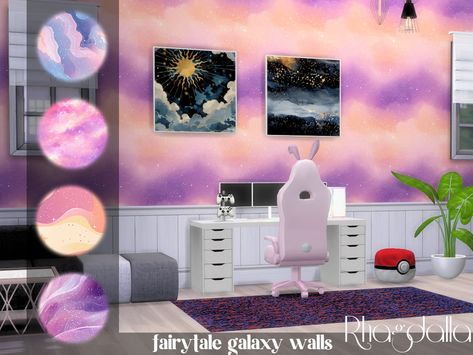 The Sims Resource - Fairytale Galaxy Walls Glitter Wall, Sims 1, Royale High, Sims Mods, Maxis Match, The Sims Resource, Sims Resource, Featured Artist, Galaxy Wallpaper