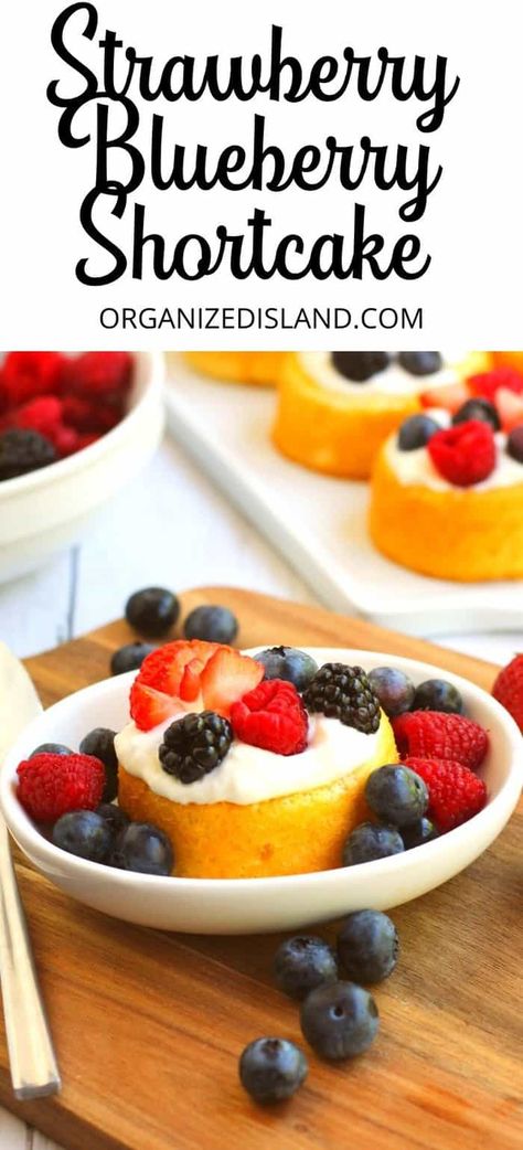 Fruit Shortcake Desserts, Strawberry Blueberry Dessert, Fruit Shortcake, Blueberry Shortcake, Strawberry Shortcake Dessert, Strawberry Shortcake Cheesecake, Mouthwatering Desserts, Desserts With Few Ingredients, Simple Desserts