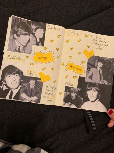 Beatlemania Aesthetic, George Harrison Aesthetic, Sketch Books, The Fab Four, George Harrison, School Hacks, Scrapbook Ideas, Journal Pages, The Beatles