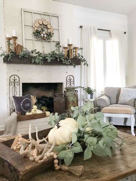 My Fall Mantel Decor With JOANN | Bless This Nest Farmhouse Mantel Decor, Modern Farmhouse Decor Ideas, Farmhouse Mantel, Modern Fall Decor, Fall Mantle, Fall Decor Inspiration, White Fireplace, Modern Fall, Farmhouse Fall Decor