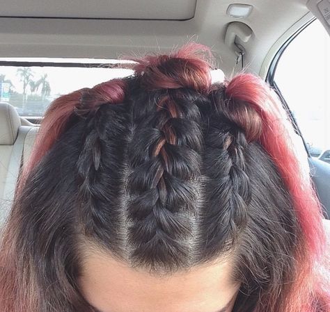 ☼ nσt єvєn thє ѕun cαn ѕhínє αѕ вríght αѕ чσu ☼ Double Braids Into Ponytail, Three Braids Into Ponytail, Pigtail Braids With Extensions, Three Braids Hairstyle, Ponytail With Multiple Braids, Double Braided Pigtails, Braids Into Ponytail, Three Braids, Hair Plaits