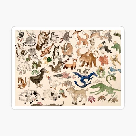 "Avatar Animals print in watercolor, Avatar the Last Airbender show, Appa, Momo, turtle duck" Poster by bearalpha | Redbubble Legend Of Korra Naga, Turtle Duck, Duck Poster, Avatar Animals, Character Prints, Baby Nursery Inspiration, Duck Art, Animal Character, Animals Print