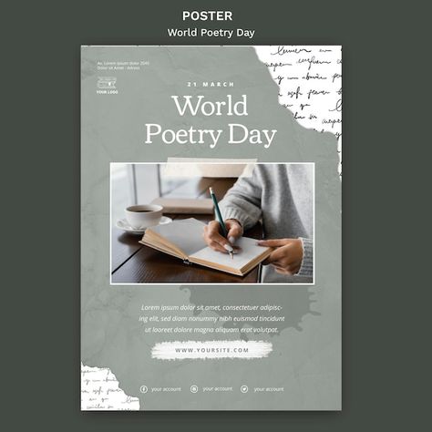 Poetry Event Poster, Poetry Event, World Poetry Day, Template Art, Event Poster Template, Poetry Day, Free Psd Files, About World, Art Template