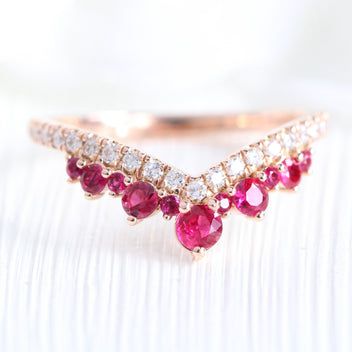 Women's Wedding Rings, Anniversary Rings, Curved Wedding Bands | La More Design Unique Ruby Rings, Halo Diamond Ring Set, Tiara Diamond, Low Profile Engagement Rings, Pave Wedding Band, Vintage Style Wedding Rings, Ruby Wedding Band, Diamond Alternative Engagement Ring, Wedding Ring Shapes