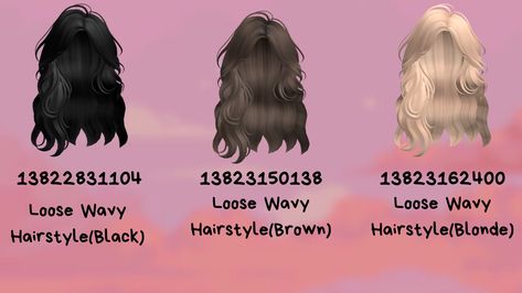 Blonde Hair Roblox, Bloxburg Outfits, Brown Straight Hair, Brown Wavy Hair, Black Wavy Hair, Hair Codes, Wavy Hairstyle, Roblox Code, Beachy Hair