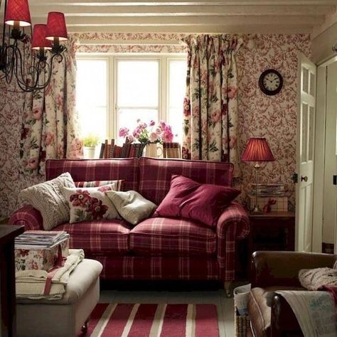 Cottage Sofa, English Cottage Interiors, French Country Decorating Living Room, French Country Living, Couches For Sale, Red French, French Country Living Room, Country Cottage Decor, Shabby Chic Living Room