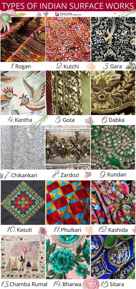 Stitch Patterns Embroidery, Embroidery Pillows, Kashida Embroidery, Clothing Fabric Patterns, Types Of Embroidery Stitches, Fabric Patterns Prints, Indian Embroidery Designs, Indian Culture And Tradition, Handmade Embroidery Designs