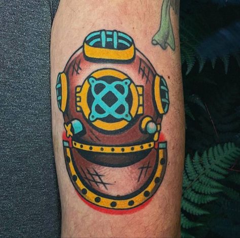 Old Diver Helmet, Diver Helmet Tattoo, Diver Helmet, Helmet Tattoo, Traditional Tattoo Old School, Nautical Art, Tattoos Ideas, Old School Tattoo, Traditional Tattoo