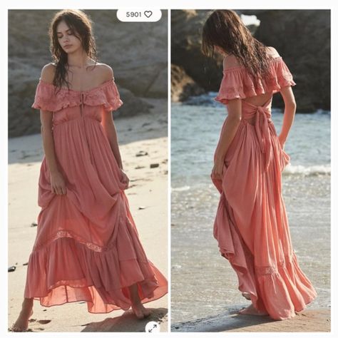 New With Tags. Effortlessly Ethereal And Romantic, This Maxi Features An Off-The-Shoulder Neckline With Lace Detailing Throughout And Front Tie Closure For Added Dimension. Billowy, Tiered Silhouette Tie-Back Design Beaded Detailing At Ties Endless Summer Whether You Live The Beach Lifestyle Year-Round Or Dream Of Making The Great Escape, The Endless Summer Collection Is Full Of Our Most Effortlessly Ethereal Styles Under The Sun. Moonlight Ocean, Empire Maxi Dress, Free People Maxi, Denim Maxi Dress, Free People Maxi Dress, Maxi Slip Dress, Sweater Dress Midi, Lace Maxi, Boho Maxi