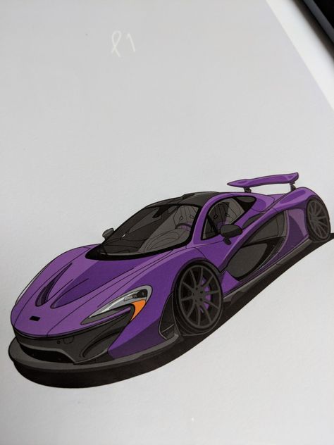 McLaren P1 drawing purple, photo of printed Illustration. Mclaren P1 Purple, Mclaren P1 Drawing, Mclaren Drawing, Album Artwork Cover Art, Purple Car, Mclaren Cars, Porsche 930, Canvas Drawing, Mclaren P1