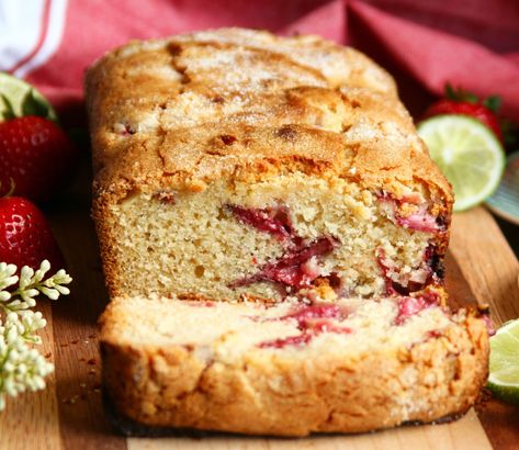 Strawberry Cake Loaf, Strawberry Lime Cake, Strawberry Swirl Loaf, Strawberry Cake Sallys Baking, Strawberry Lemonade Loaf Cake, Strawberry Bread With Strawberry Glaze, Strawberry Lime, Lime Margarita, Lime Cake