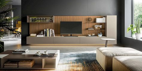 Tv Consoles, Living Tv, Modular Storage, Tv Unit Design, Design Line, Italian Furniture, Wooden Storage, Wall Unit, Storage System