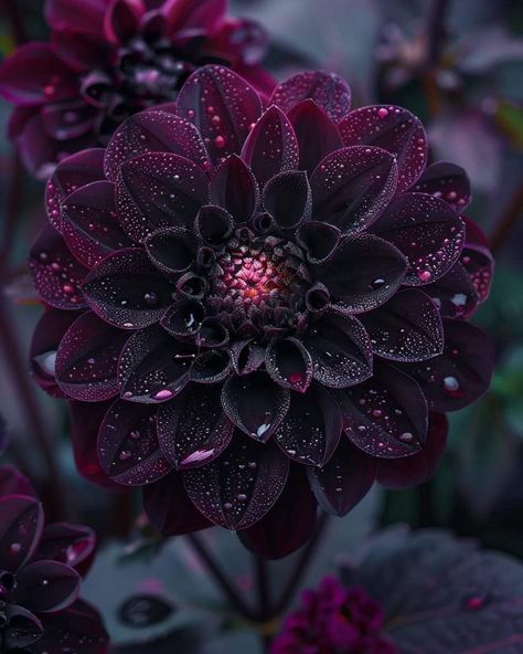 Shades Of Dark Purple, Dark Purple Flowers, Gothic Flowers, Purple Dahlia, Goth Garden, Fancy Flowers, Gothic Garden, Black Garden, Flowers Petals