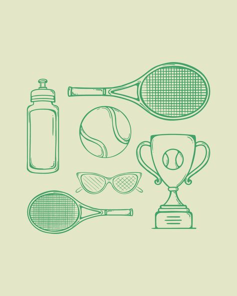 New Illustrations Alert! 🎾 Each illustration captures the energy and innovation that Net Gains brings to the world of tennis 🏆 Creating these visuals has been an amazing journey, and I can't wait for you all to see them come to life in the final brand! ✨ Which one is your favorite? 👀 - 🏷️ #IllustrationArt #BrandDesign #TennisLife #CreativeProcess #NetGains #DesignInspiration #TennisGear #SportDesign #GraphicDesign #CreativeJourney #InnovativeDesign #BrandIdentity #ArtisticDesign #Wimbled... Tennis Illustration Art, Tennis Racket Illustration, Tennis Doodle, Tenniscore Aesthetic, Tennis Club Aesthetic, Tennis Graphic Design, Waiting Illustration, Tennis Branding, Tennis Illustration