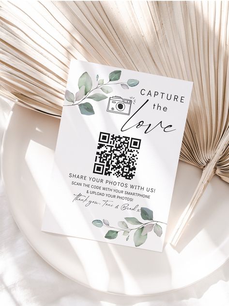 Editable Templates with QR codes.  Canva Templates in 11 Sizes. Printable Capture the Love Sign, Share your Photos QR Code ❤ »» CANVA »» ❤ Very Easy Templates!  ★ Co-ordinating Templates: https://etsy.me/3l9dtIY ♥ PRINTING ♥  To help you save more money, I've teamed up with some reputable printing websites who print in different sizes and formats: connieandjoan.com/pages/printing ★ Save an extra 10% with Prints Of Love ★  Use this code at the checkout: connieandjoan10 (Applies to orders over $49 Qr Code For Wedding Photos, Love Qr Code, Wedding Qr Code, Heading Fonts, Sign Wedding, Love Signs, Qr Codes, Love Wedding, Color Lines