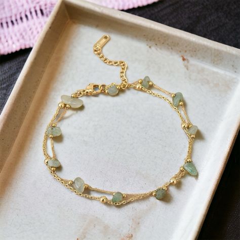 Perfect For The Summer Season. Green Natural Stone Layered Anklet. New. Comes With Gift Bag And Box. Length 25 Cm Green Stone, Summer Season, Diy Jewellery, Womens Jewelry Bracelets, Gift Bag, Anklets, Natural Stone, New Color, Natural Stones