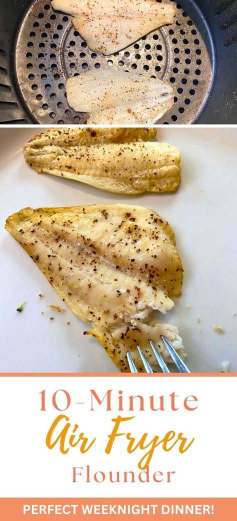 Indulge in a 10-Minute Air Fryer Flounder Delight! This easy and healthy recipe is a game-changer for seafood lovers. Using fresh or frozen flounder, the air fryer cooks the fish to perfection in no time. Enjoy a crispy and flavorful meal that's perfect for a quick lunch or dinner option. Say goodbye to long cooking times and hello to a speedy and satisfying seafood delight. #10MinuteMeal #AirFryerFish #HealthyEating Air Fried Flounder Filets, How To Cook Flounder Filets In Air Fryer, Flounder In The Air Fryer, Flounder Fillet Recipes Air Fryer, Air Fried Flounder, Frozen Flounder In Air Fryer, Air Fry Flounder Recipe, Air Fried Flounder Recipes, Air Fryer Flounder Filets