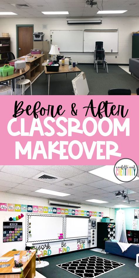 Check out this AMAZING classroom makeover from my Bold Brights Classroom Decor Collection! So many great classroom ideas, organization and resources for your kindergarten, elementary school, middle school or homeschool classroom! #classroomdecorideas #classroomthemedecor #brightclassroomdecor Ceiling Ideas For Classroom, Affordable Classroom Decor, Amazing Classroom Decor, Bold Brights Classroom Decor, Classroom Cabinet Decorating Ideas, Best Kindergarten Classroom Setup, Front Of Classroom Decor, Bold And Bright Classroom Theme, Classroom Set Up Ideas Layout Middle School